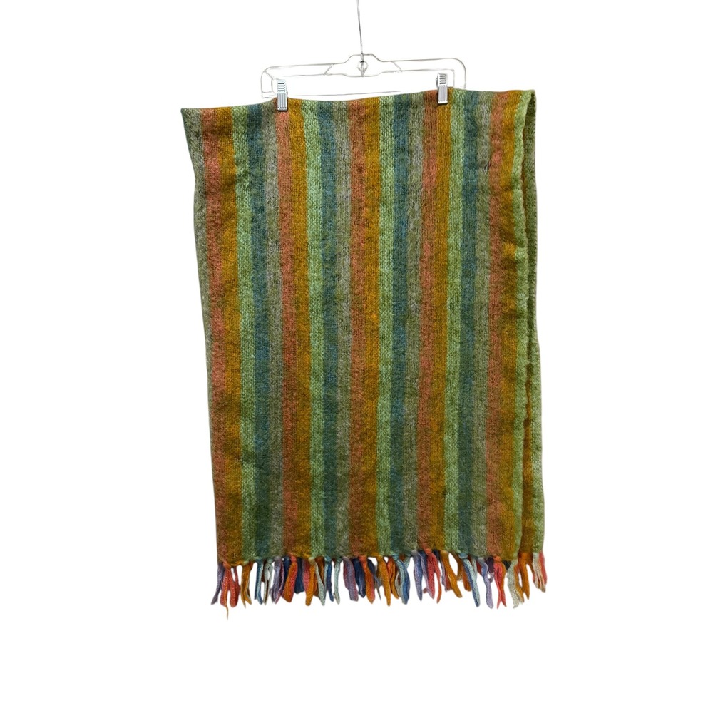 Donegal Design Ireland Mohair Wool Handwoven Striped Throw Blanket Wrap